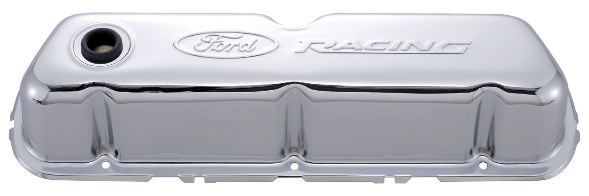 Proform Engine Valve Covers, Tall Style, Steel, Chrome with Ford Logo, For SB Ford 302-070