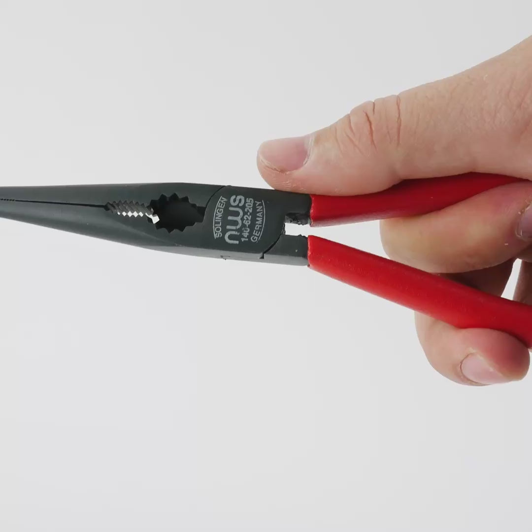 NWS 8" Chain Nose Pliers (Radio Pliers) - TitanFinish - Plastic Grip