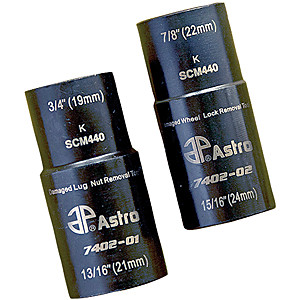 2 pc 1/2"dr. Double EndLug Nut Removal Twist Socket Set