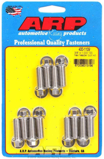 ARP S/S Header Bolt Kit - 3/8 x 1.00 UHL (12) 400-1109