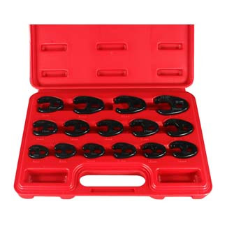 15pc. Professional Metric Crowfoot Wrench Set (8-24mm)