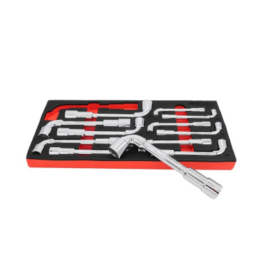 Boxo BX030-R2 12 Pc Metric 6-Point Angled Socket Wrench Set, L-Shaped