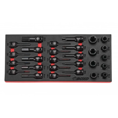 Boxo BX032-R 29 Pc. 1/2" Dr. Star, Torx & Hex Socket & Bit Set