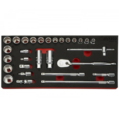 Boxo BX232-R2 29 Pc 3/8" Dr Metric 12-Point Socket Set