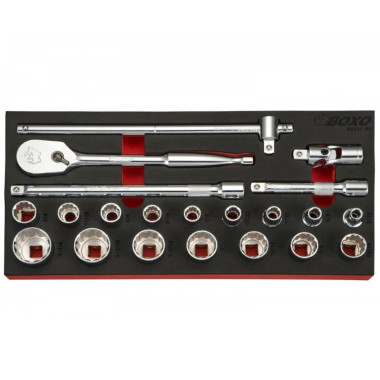 Boxo BX237-R2 21 Pc 1/2" Dr SAE Socket Set
