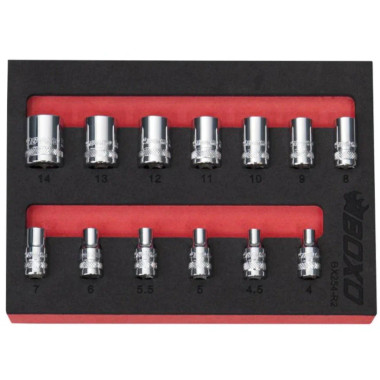 Boxo BX254-R2 13 Pc 1/4" Drive Metric Standard Length 12 Pt Chrome Socket Set