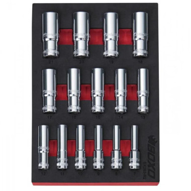 Boxo BX263-R2 15-Piece 3/8" Drive Metric Deep 12-Point Chrome Socket Set