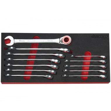 Boxo BX288-R2 12-Piece 100T Metric Ratcheting Combination Wrench Set with Magnetic Stop / Retainer Ring & Grip Drive Open End