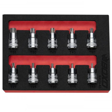 Boxo BX318-R2 10-Piece 3/8" Drive Super Stubby Torx Bit Socket Set
