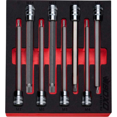 Boxo BX322-R2 8-Piece 3/8" Drive Long Spline Bit Socket Set