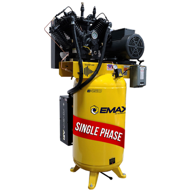 EMAX Premium 10 HP 3 PH 80 Gallon Vertical With Air Silencer-With Pressure Lube Pump