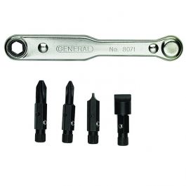 General Tools 5pc Ratcheting Offset Screwdriver with Pass-Through Handle