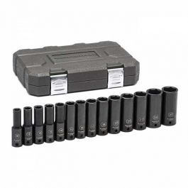 GearWrench 14pc 1/2" Drive 6 Point Deep Impact Socket Set - Metric