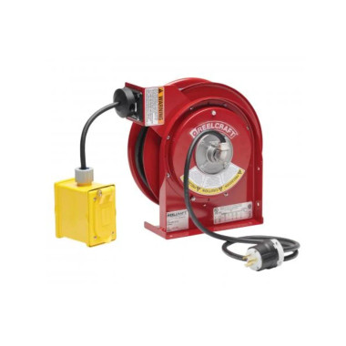 Reelcraft L 4525 123 7BC 12/3 25 ft. Premium Duty Duplex Outlet Box Power Cord Reel