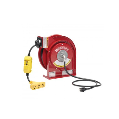 Reelcraft L 4545 123 9G 12/3 45 ft. Premium Duty Triple Outlet w/ GFCI Power Cord Reel