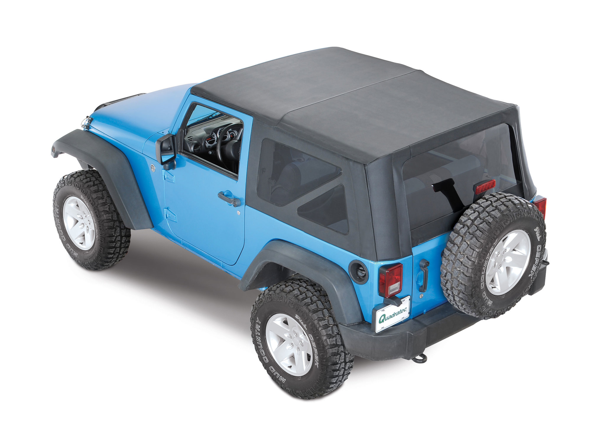 QuadraTop Premium Sailcloth Replacement Soft Top in Black Diamondfor 07-12Jeep Wrangler JK 2 Door