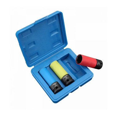 Boxo SKIN406A-03CBB 3 Pc Mag Wheel Nut Impact Socket Set with Protective Sleeves