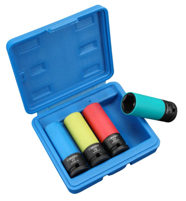 Boxo SKIN406A-04CBB 4 -Piece Metric Mag Wheel Nut Impact Socket Set with Protective Sleeves