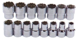 15 Piece Socket Set 1/2 inDrive-12 Point Metric