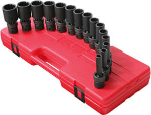 1/2 inDr. Deep Universal 12 POINT Fractional Impact Socket Set, 15 pc.