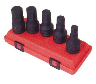 5pc 3/4 in dr. Hex Impact Socket Set SAE