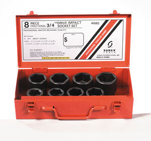 3/4 in. Drive Fractional 6 Point Standard Impact Socket Set - 8 Pc. SUN4680