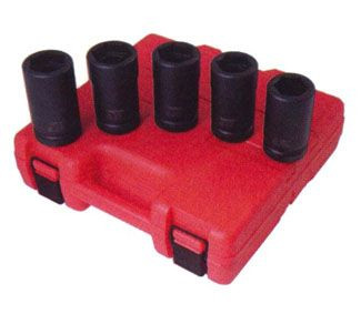 5pc. 1in dr. Combination Budd Wheel Impact Socket Set SAE &Metric
