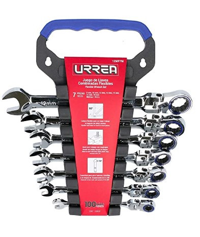 URREA Metric FlexCombination Ratcheting Wrench Set,12 Point,12MF7M