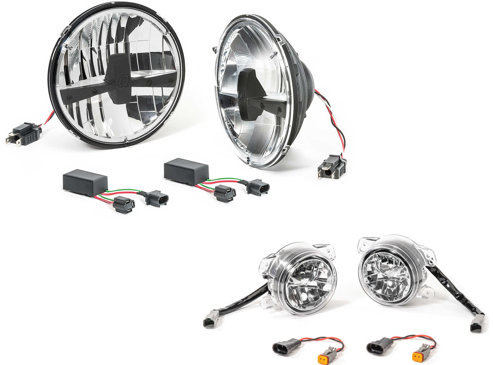 Quadratec LED Headlight Upgrade Conversion & LED Fog Lights Kit for 07-18 Jeep Wrangler JK