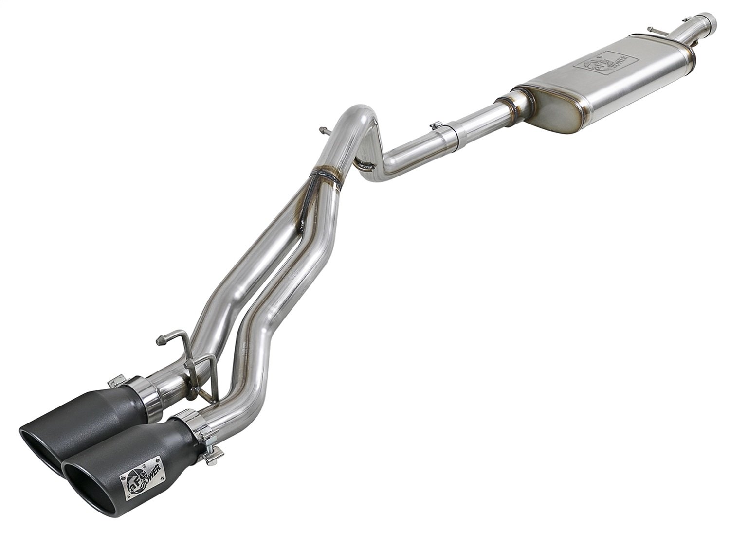 aFe Power Rebel Series 2.5" Dual Exit Center Cat-Back Exhaust in Stainless Steelfor 07-18 Jeep Wrangler JK Unlimited 4 Door
