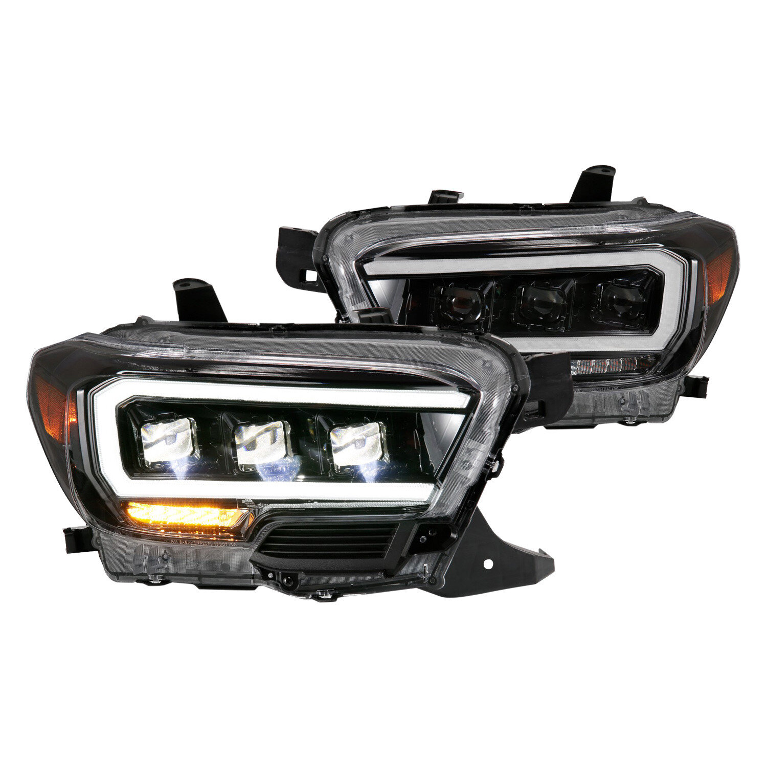 Anzo USA 111496 Plank Style Black DRL Bar Projector LED Headlights for 16-23 Toyota Tacoma