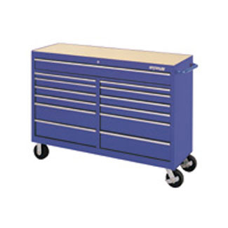 Traxx and #174, 60 in- 13 Drawer Ball Bearing Tool Cart - Blue