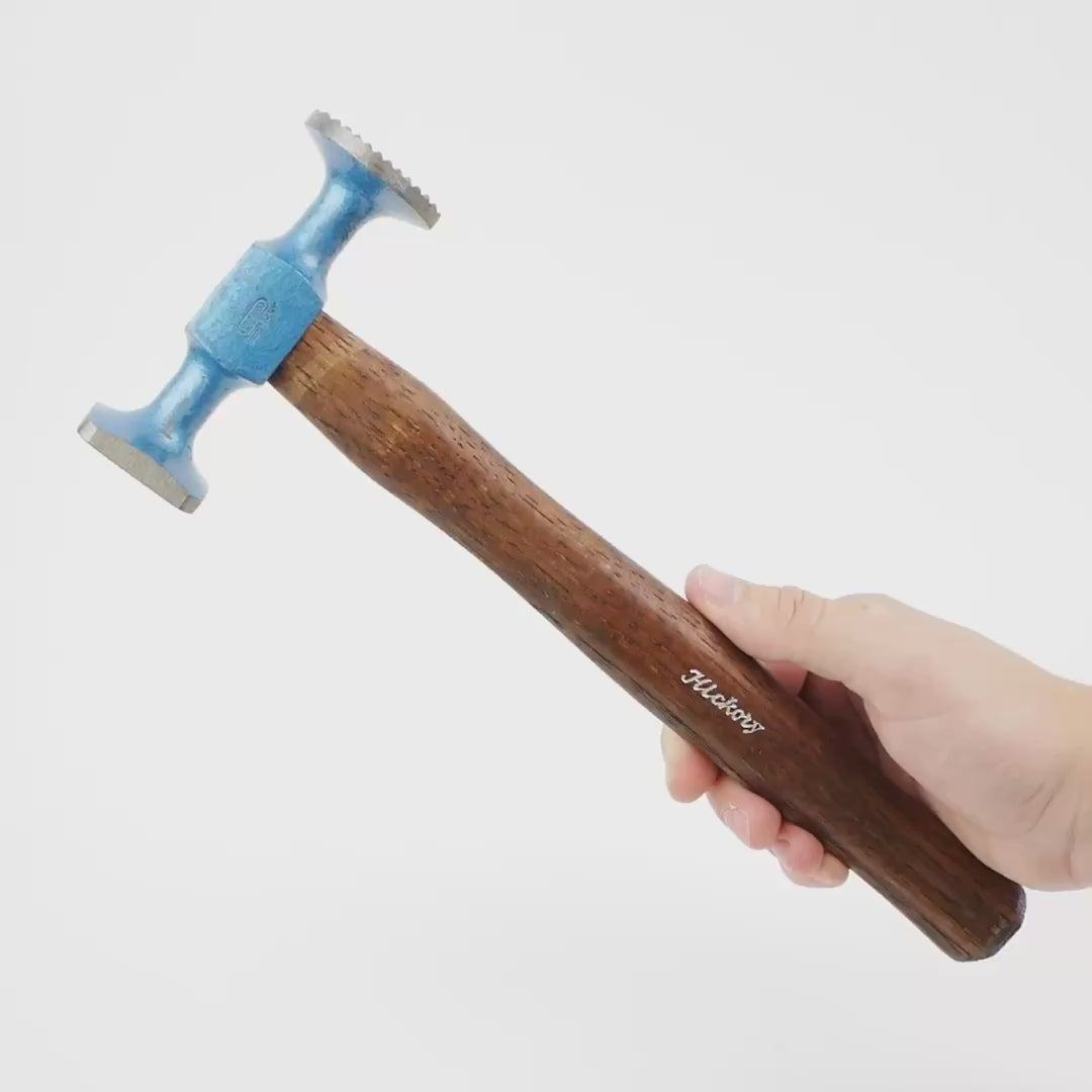 Picard 2212 Checked Face Planishing Hammer with Hickory Handle, 300g