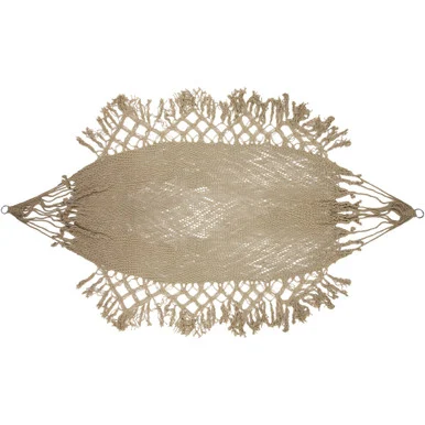Boho-Chic Beauty: 78″ x 31″ Brown Macrame Hammock with Tassels
