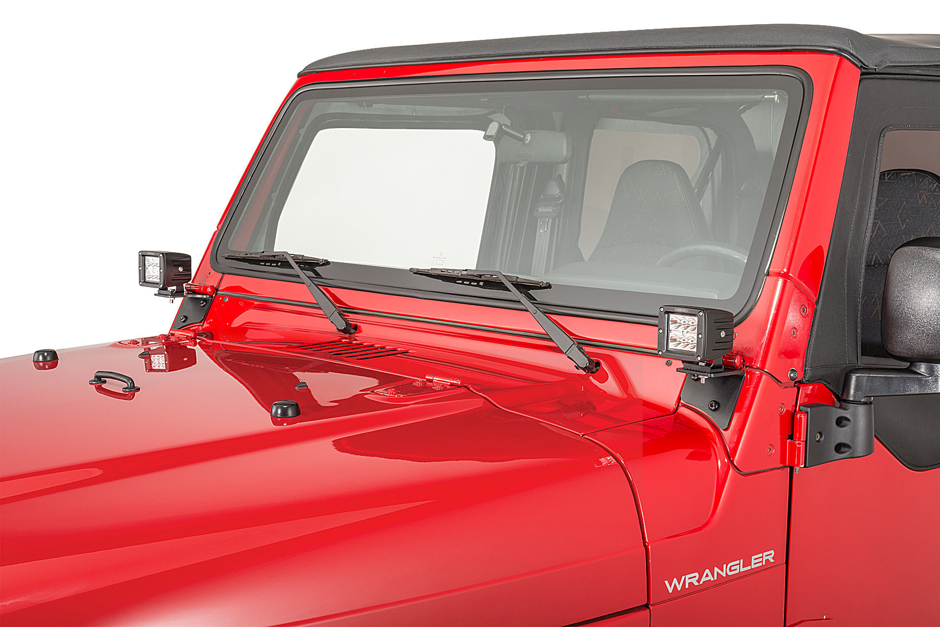 Quadratec 3" Cube LED with Wiring Harness & Windshield Mounting Brackets for 97-06 Jeep Wrangler TJ & Unlimited