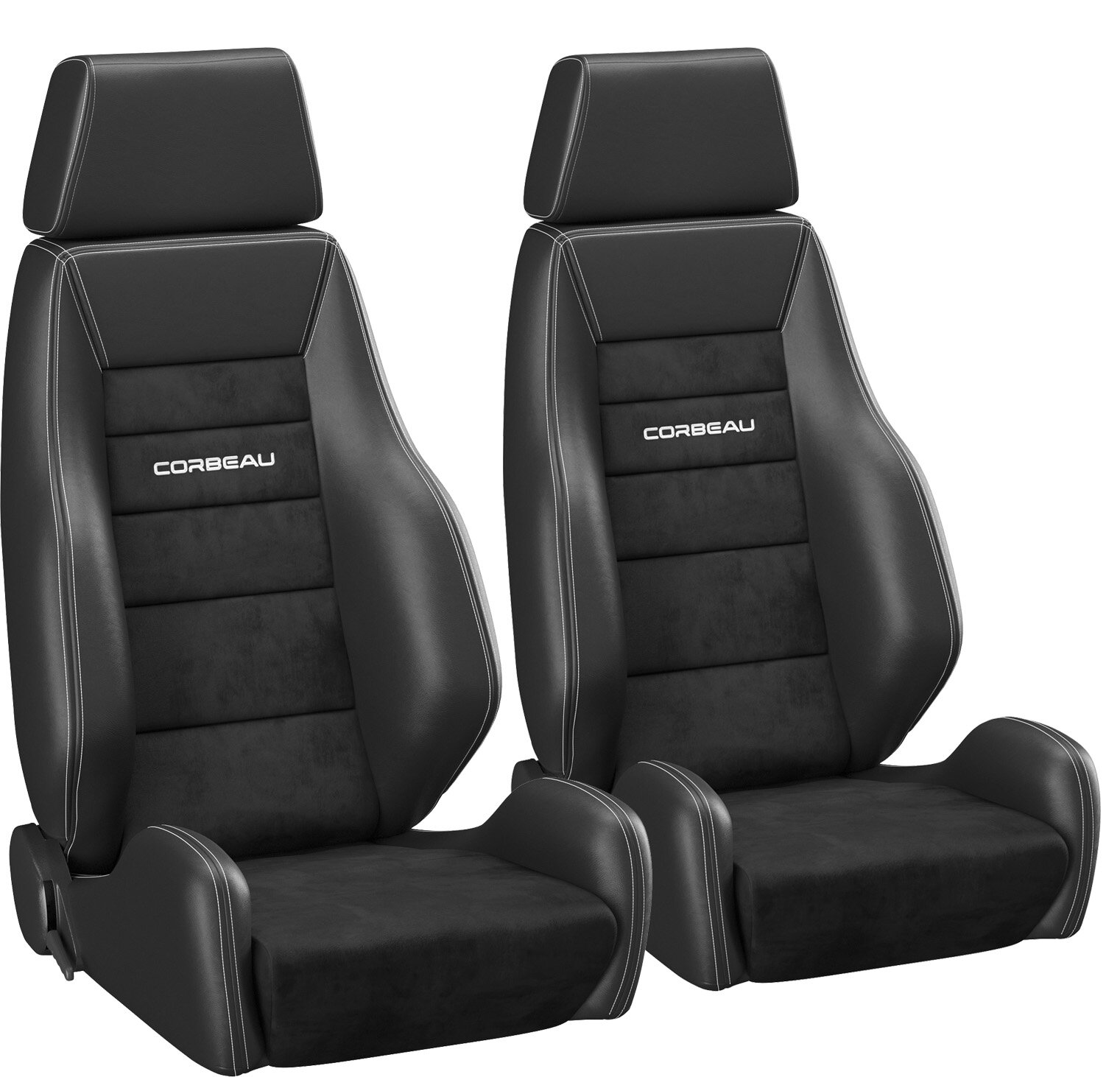 Corbeau GTS II Front Seat Pair in Black Suede/Leather