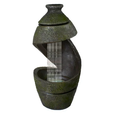 Create a Serene Garden Oasis with the 31″ Green and Gray Mossy Outdoor Water Fountain