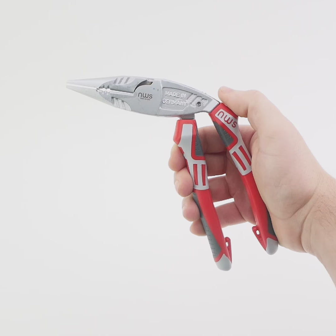 NWS 1406-49-200 8" Ergonomic Electrician's Pliers ErgoMulti - Matte Chromium - SoftGripp, Tethered Attachment