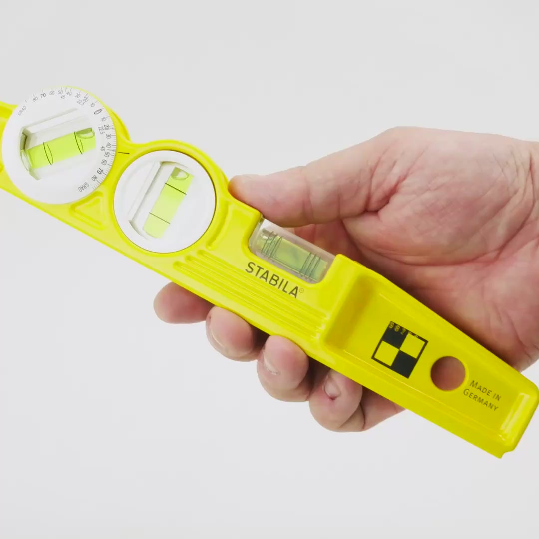 Stabila Type 81SMW360 Die Cast Magnetic Torpedo Level with Protractor Vial and V-groove, 10"