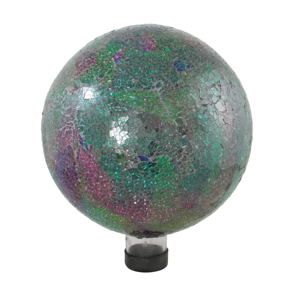10″ Green and Purple Mosaic Glass Outdoor Patio Garden Gazing Ball