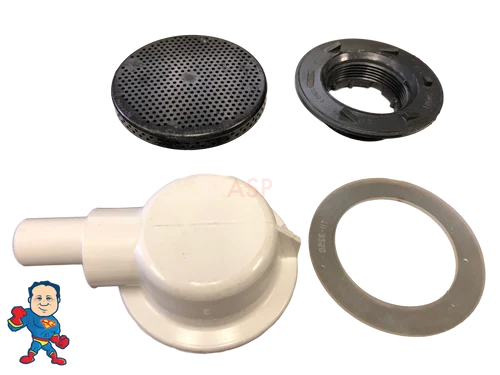 Dark Silver Glitter Lo-Pro Floor Drain – 3/4″ Barb Elbow – 3-1/2″ Face – Spa Bottom Drain