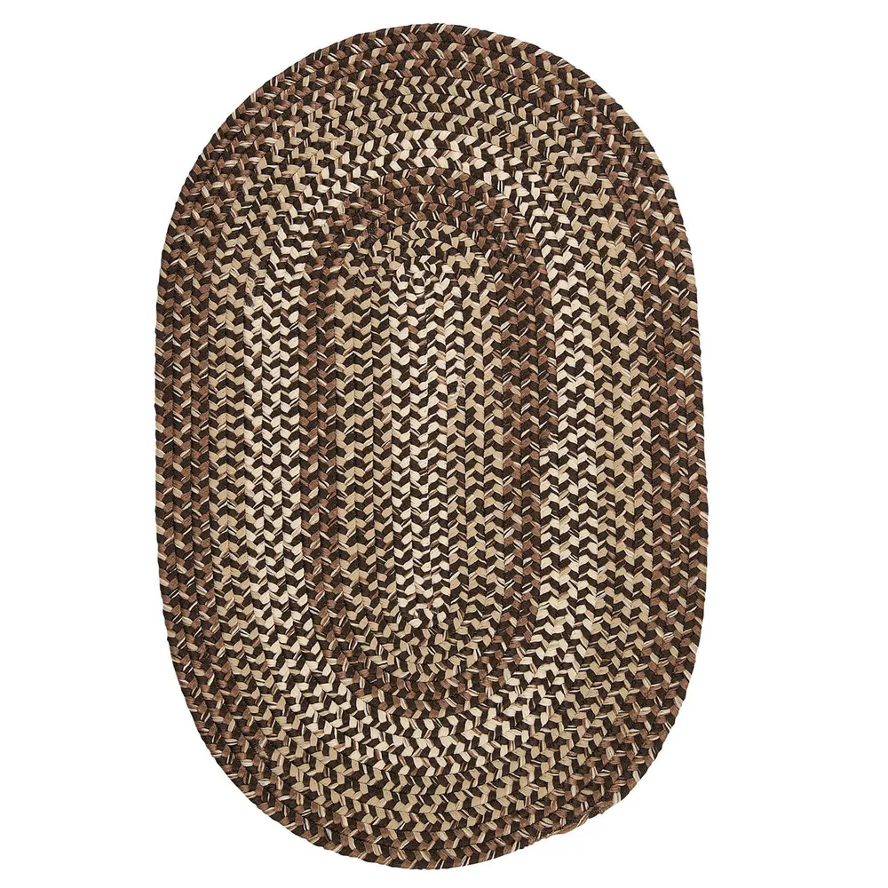 3.5′ x 5.5′ Brown and Beige Handcrafted Oval Outdoor Area Throw Rug