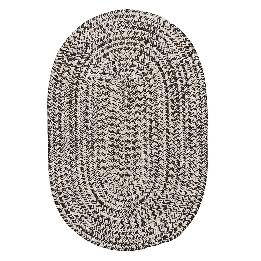 11′ Brown and White Round Handcrafted Outdoor Area Throw Rug
