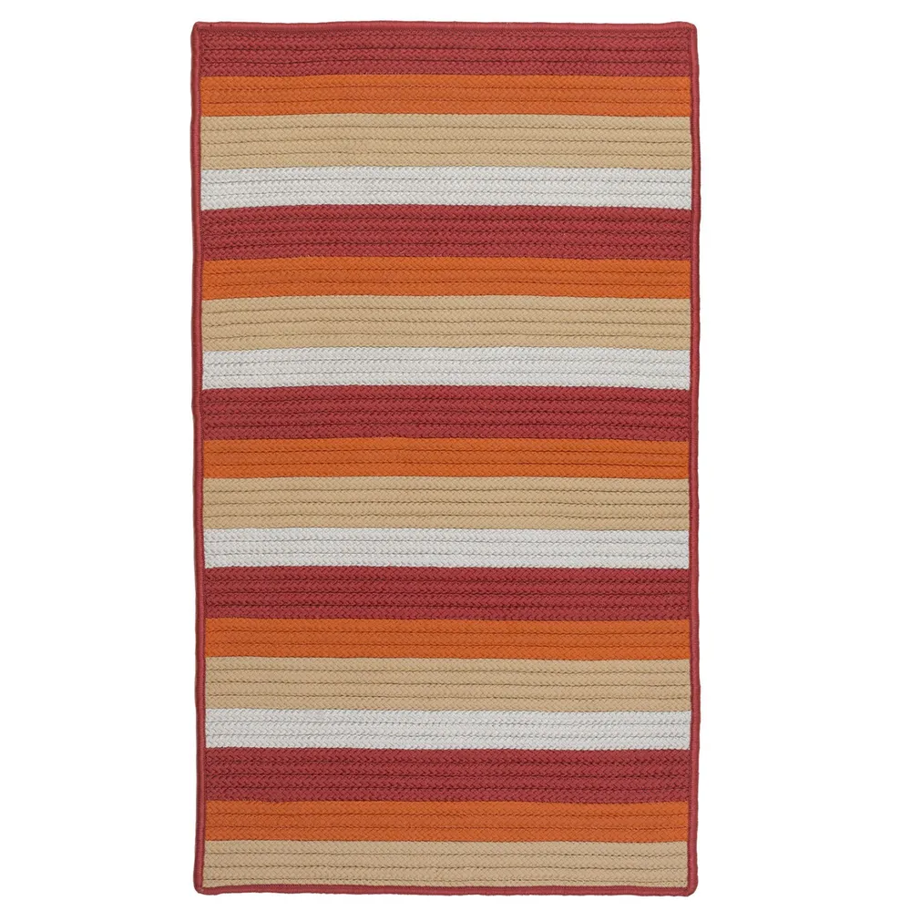 7′ x 10′ Red and Orange All Purpose Handcrafted Striped Reversible Rectangular Area Throw Rug