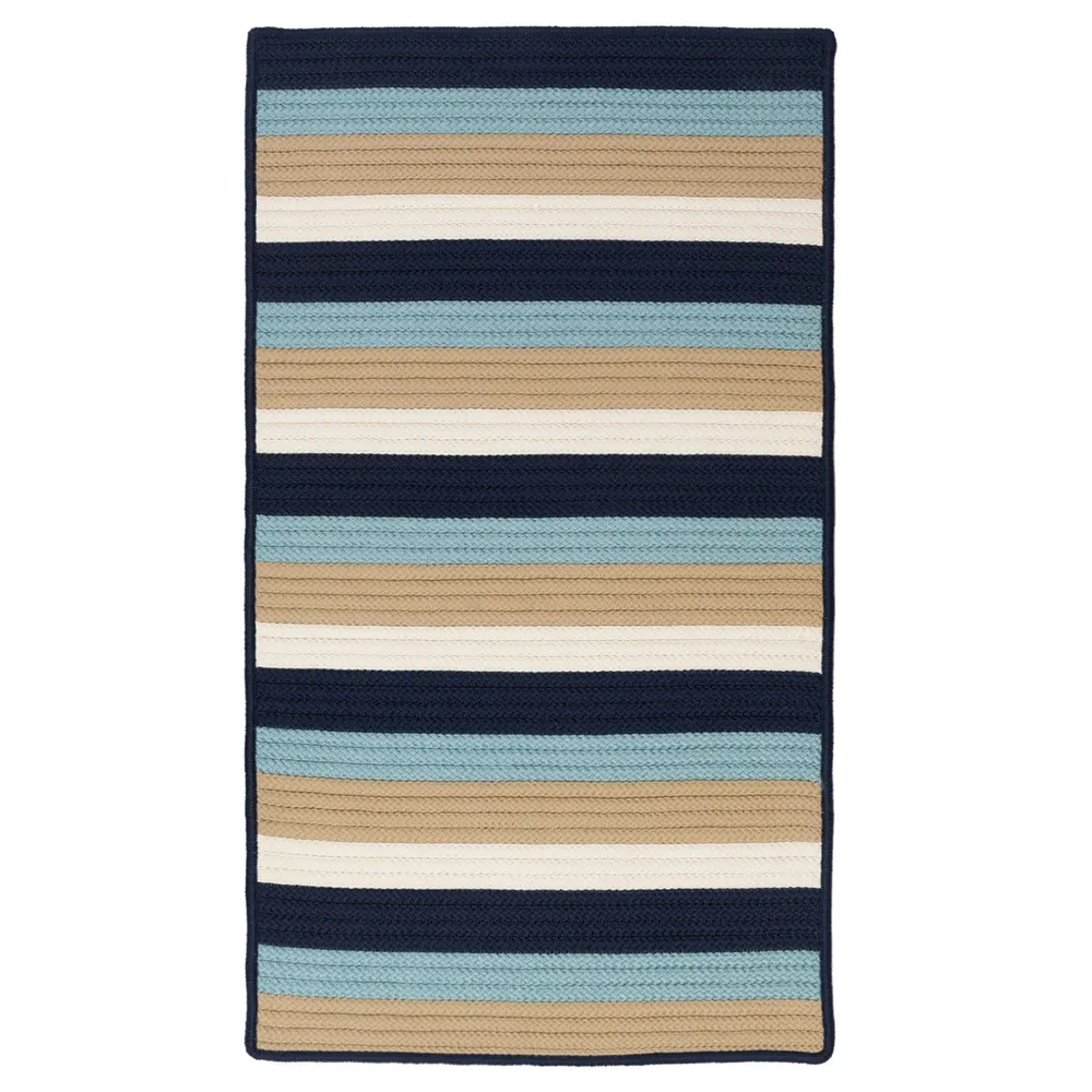 1.6′ x 2.5′ Navy Blue and Ivory Handcrafted Reversible Rectangle Area Throw Rug