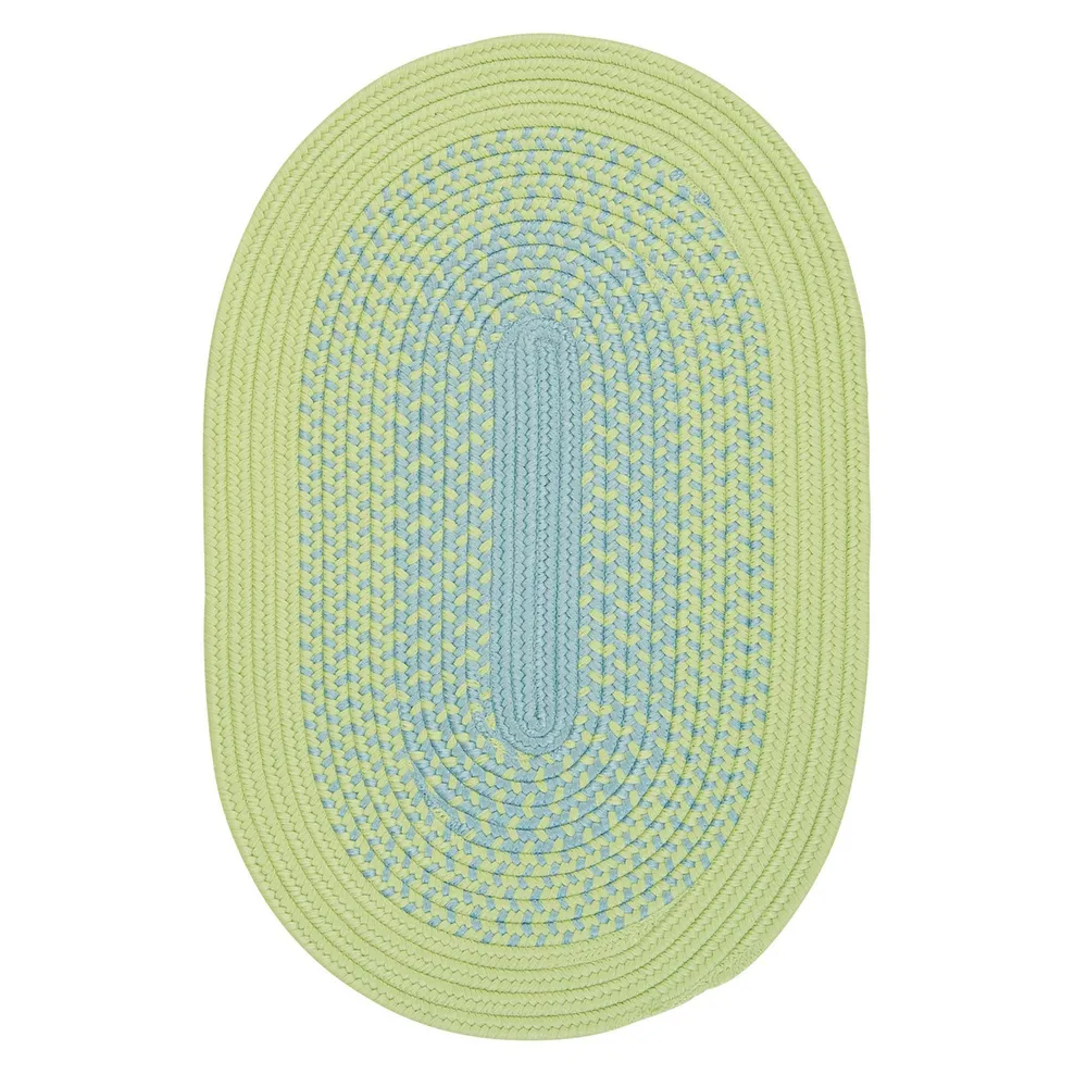 12′ x 16′ Green and Blue All Purpose Handcrafted Reversible Oval Outdoor Area Throw Rug