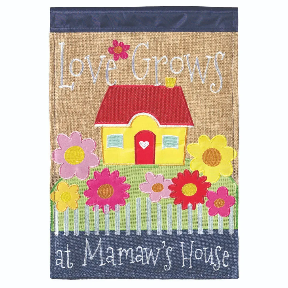 Yellow and Red “Love Grows at Mamaw’s House” Printed Rectangular Garden Flag 18″ x 13″