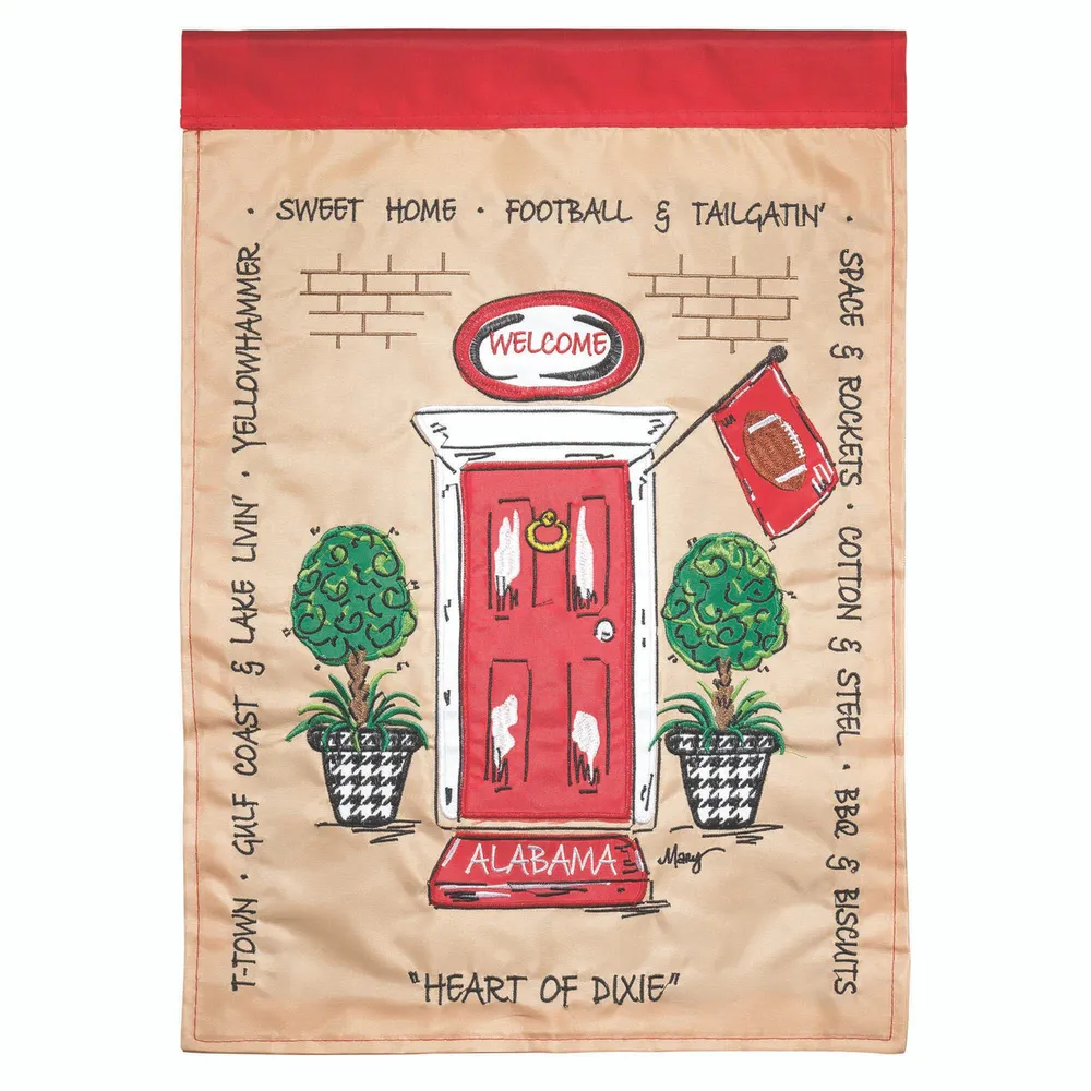 Red and Beige Alabama Front Door Double Applique Outdoor Garden Flag 18″ x 13″
