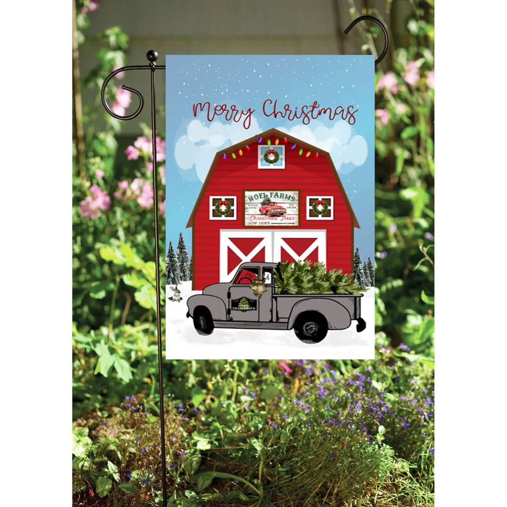 Green, Red, and Blue “Tree Farm” Outdoor Garden Flags 18″ x 12″