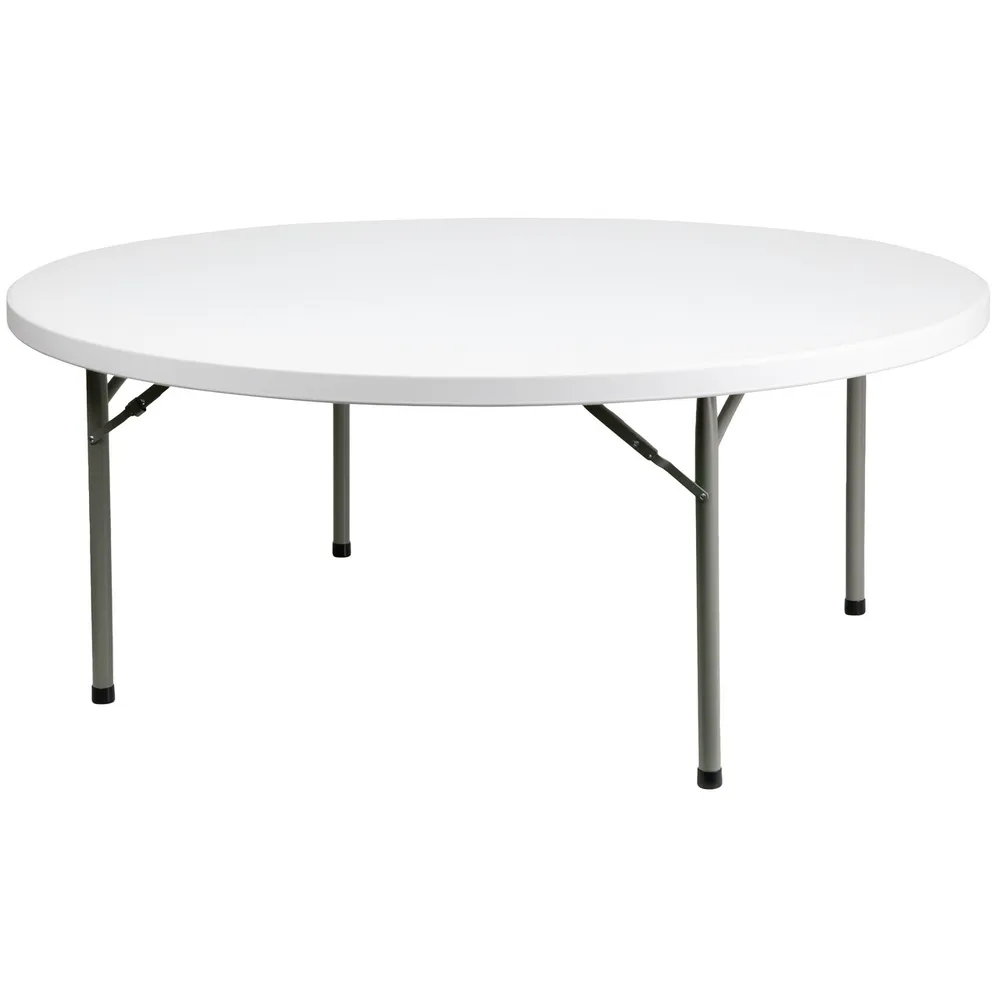 71″ White Round Contemporary Outdoor Furniture Patio Folding Table – Complete Your Space with Style and Functionality
